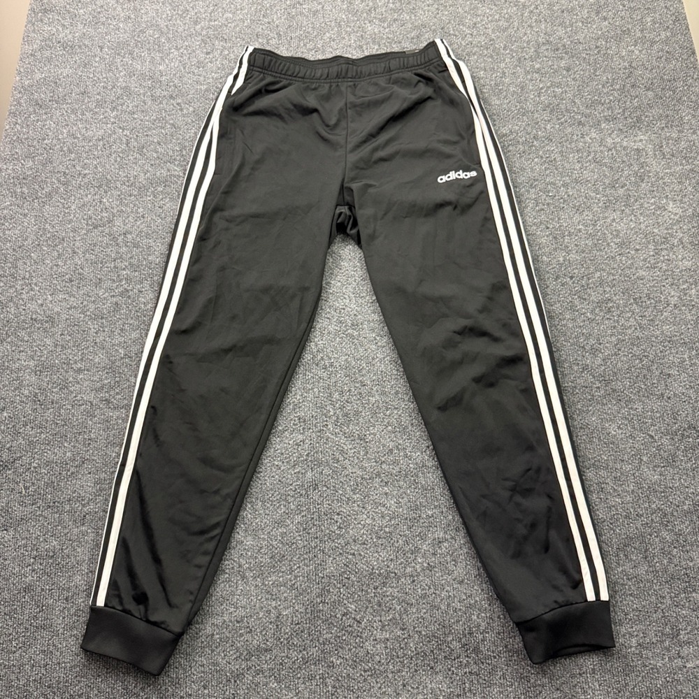 Adidas Essentials 3-Stripes Tricot Track Pants Mens M Black Tapered Jogger - Picture 2 of 14